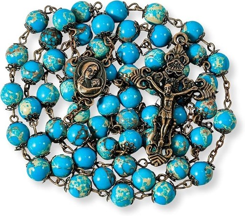 Blue jasper beads - jasper, rosary